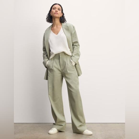 Everlane The Draper Pleated Pant in Buttersmooth Seagrass Green size 00 Short - Picture 1 of 7